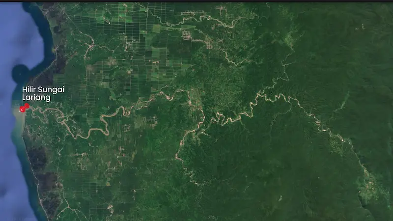 Peta satelit sungai Lariang di Sulawesi Barat
