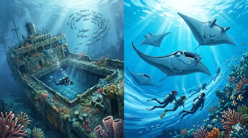 Pilihan menyelam di bali, USAT Liberty Tulamben vs Nusa Penida