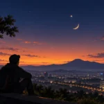 Ilustrasi fenomena konjungsi Bulan Sabit dan Venus pada 14 September 2026 malam